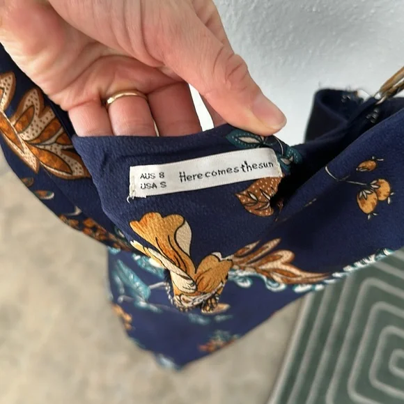 Floral Navy Blue Midi Dress - Picture 8 of 8